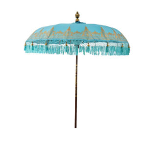 Bali parasoll | Aqua fra Bali Parasol, produktbilde av parasoll i aqua og gull