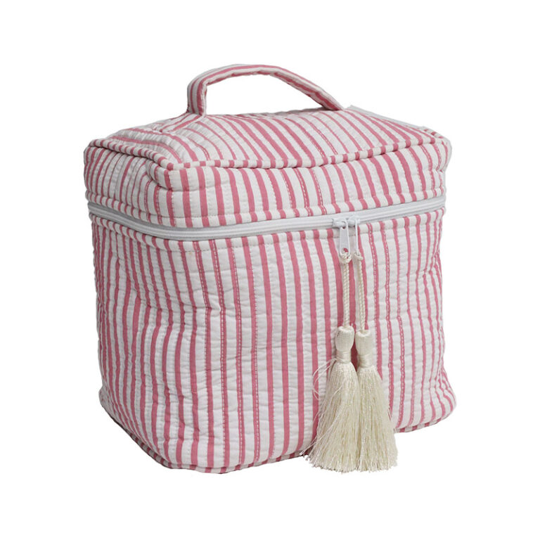 Sminkebag-bag-bytimo-et hjem-interiør-reisebag-beauty bag-pink stripe