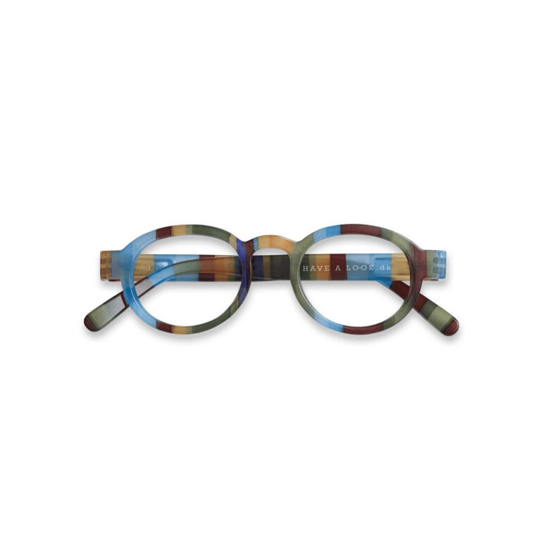 lesebriller circle twist jungle fra have a look har en rund form med stripete innfatning